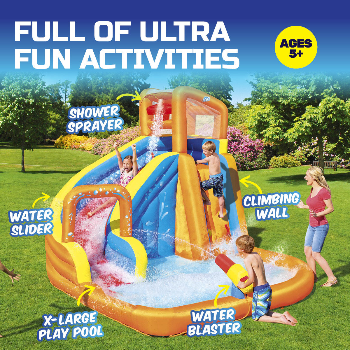 Bestway H2OGO! Inflatable Mega Water Park Pool Slide with Electric Blower